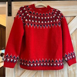 Vintage handmade red fair aisle Wool sweater from Denmark